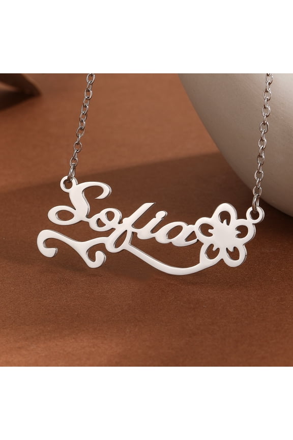 Personalized Custom Birth Flower Chain Name Necklace Stainless Steel Customized Letters Choker Pendant Women Jewelry