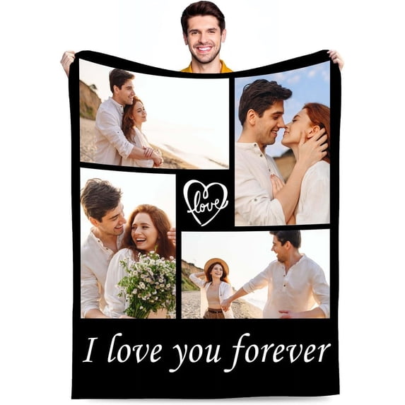 Personalized Custom Blanket with Photo Birthday Gifts for Family Son Daughter Wife Husband, Birthday for Her Him, Women Men Gifts Fits Couch Bedroom Living Room
