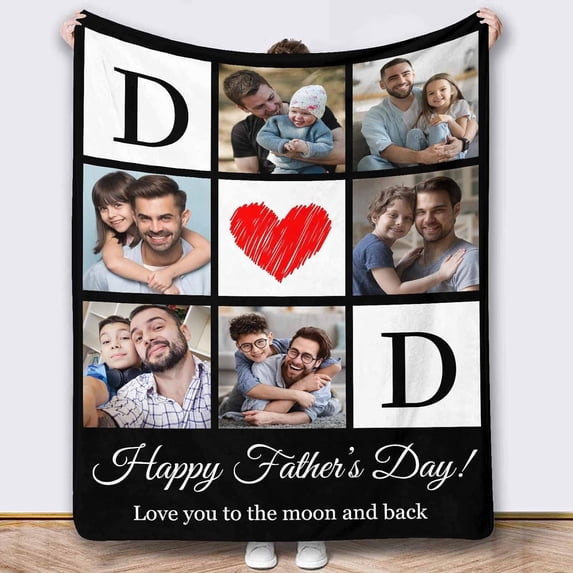 Personalized Custom Blanket with Photo Text Photo with Dad for Father Dad Daddy Papa Grandpa Dad Birthday Gifts for Father to My Father Blanket Gifts-30 x40