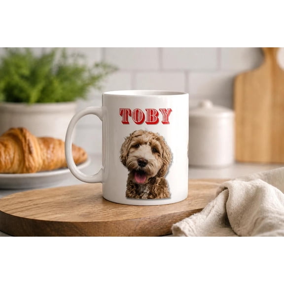 Personalized Custom Ceramic Coffee Mug Dog'S Photo & Name Cup 2 Sides Gift, Bekilab Ceramic Coffee Mug, 11oz 15oz Gift
