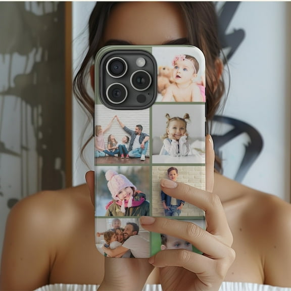 Personalized Custom Collage Photo Print Protective Tough Phone Case with iPhone 11 to 17 Pro Max