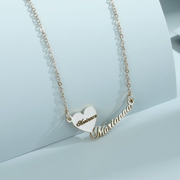 Personalized Custom Engrave Double Name Necklace for Women Men Stainless Steel Chain Pendant Jewelry Birthday Couple Gift