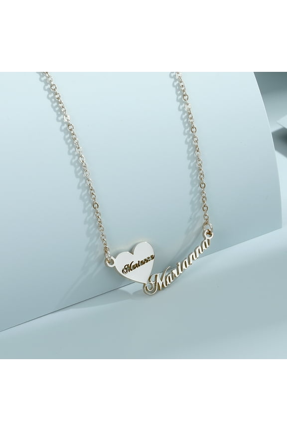 Personalized Custom Engrave Double Name Necklace for Women Men Stainless Steel Chain Pendant Jewelry Birthday Couple Gift