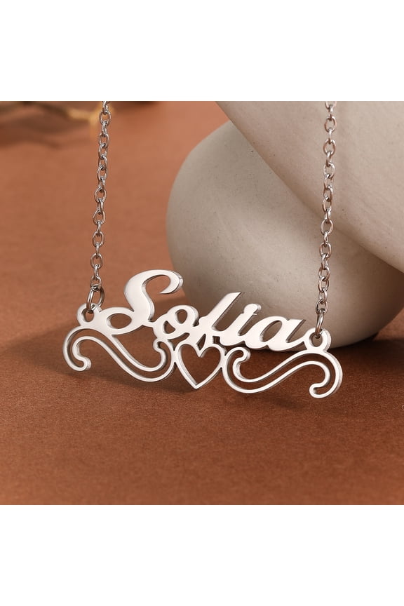 Personalized Custom Engrave Name Pendant Necklace Stainless Steel Couple Heart Chain Choker For Lovers Jewelry Gift