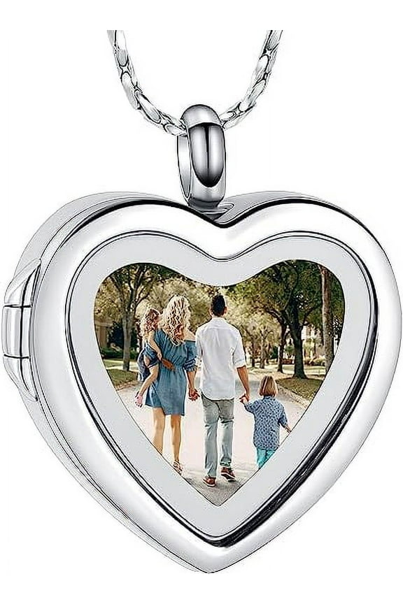 Personalized Custom Engraving Photo & Text Heart Urn Pendant Necklaces for Women Urns for Human Ashes Memorial Locket Keepsake Ashes Jewelry