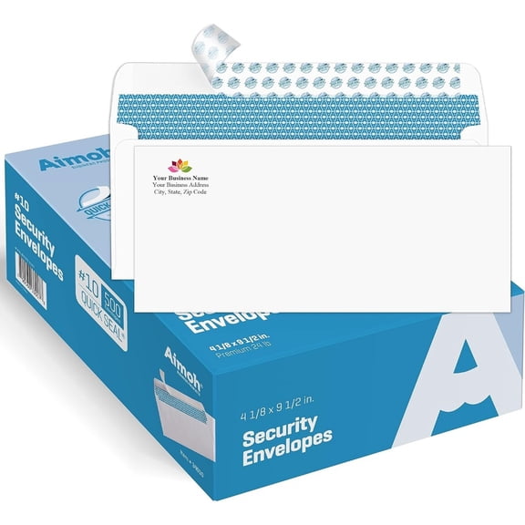 Personalized Custom Envelopes with Logo, Security Self-Seal, Kraft Brown, 500ct for Business Mailing