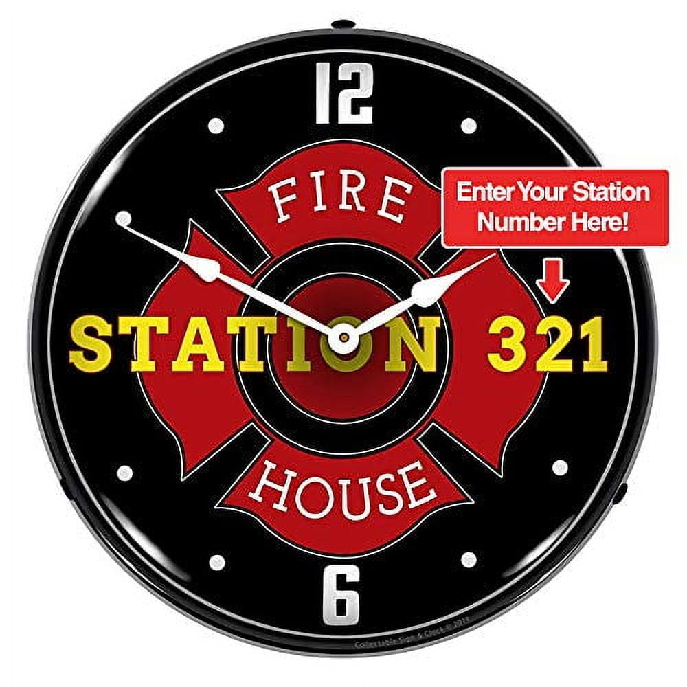 Personalized Custom Fire House Station LED Wall Clock, Retro/Vintage ...
