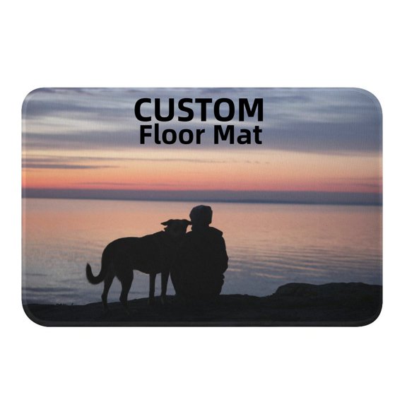 Personalized Custom Floor Mat, Add Photo Text Logo, Flannel Bath Mat with Non-Slip Backing, Absorbent and Quick-Dry Indoor Mat, 23.7 x 15.6 Inches