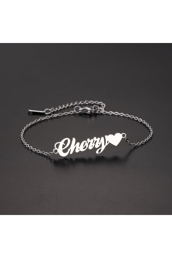 Personalized Custom Heart Name Bracelet for Women Men Stainless Steel Customized Nameplate Handmade Bangle Jewelry Gift
