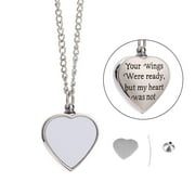 Personalized Custom Heart Pendant Photo Cremation Jewelry Sublimation Urn Necklace for Ashes Keepsake Memorial Pendant