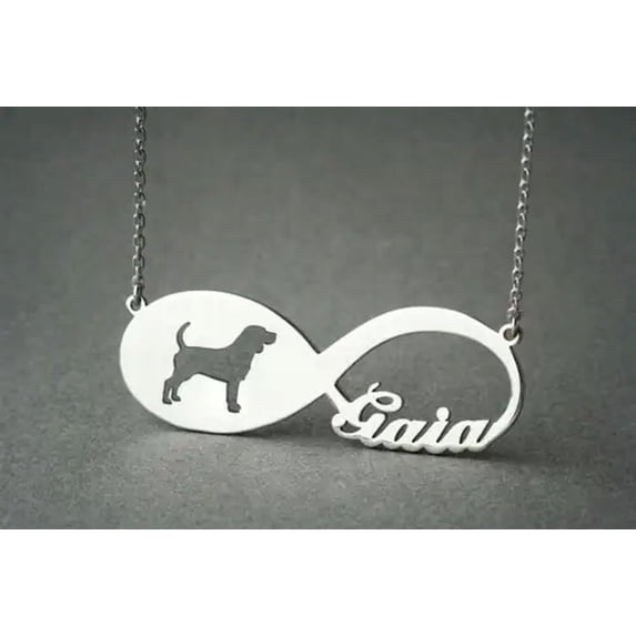 Personalized Custom Infinity Pet Dog Engrave Name Chain Pendant Necklace