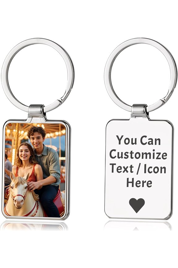 Personalized Custom Keychain with Picture - Turnable Double Sided Colorful Photo Key chains Memorial Gifts for Family Lover