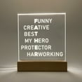 thumbnail image 1 of Personalized Custom LED Wood Stand Light Desk Table Lamp Father My Hero Best Dad Protector Daddy Birthday Christmas Fathers Day Holiday Gift, 1 of 6
