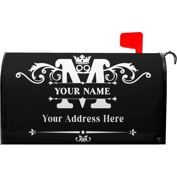 Personalized Custom Mailbox Covers Magnetic Standard Size 25.5x21 Inch Custom Monogram Family Name Mailbox Wraps Customized Address Numbers Post Letter Box Cover for Home Gadern Decor