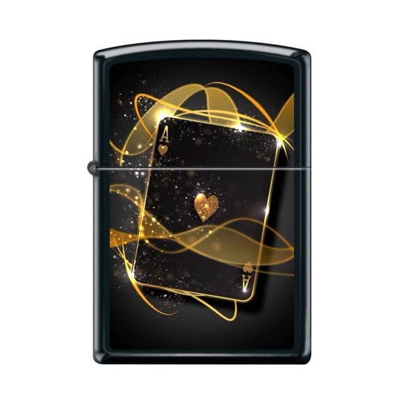 Personalized Custom Message Engraved on Back Ace of Spades Zippo Windproof Lighter (Ace Card Gold #Z5275)