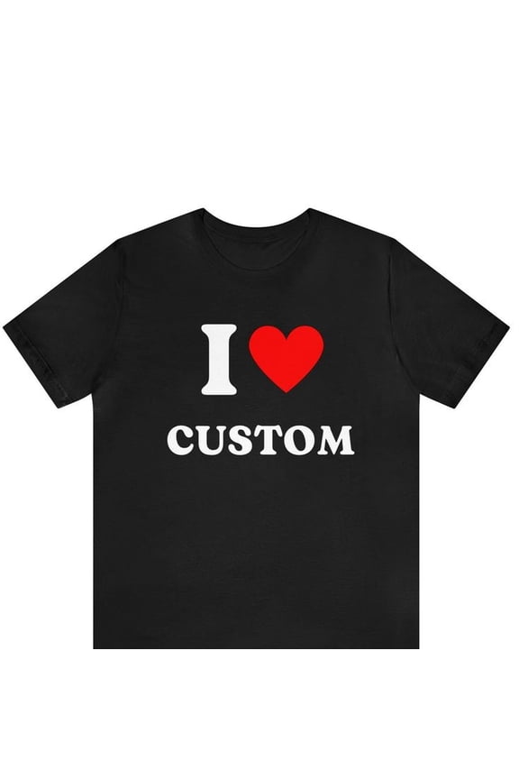 Personalized Custom Message T-Shirt Retro Red Heart Design I Heart Custom Print Unisex Short Sleeve Cotton Graphic Tee Top