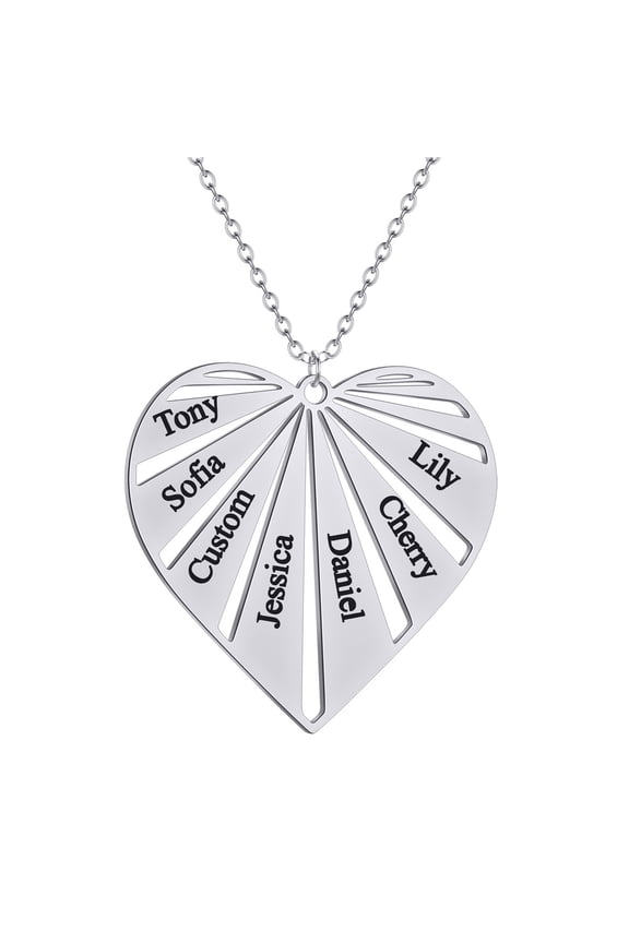 Personalized Custom Multi Name Family Necklace Stainless Steel Chain Eternal Heart Love Pendant Choker Mother Friend Gift