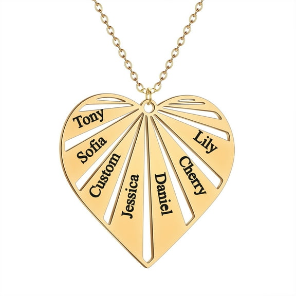 Personalized Custom Multi Name Family Necklace Stainless Steel Chain Eternal Heart Love Pendant Choker Mother Friend Gift