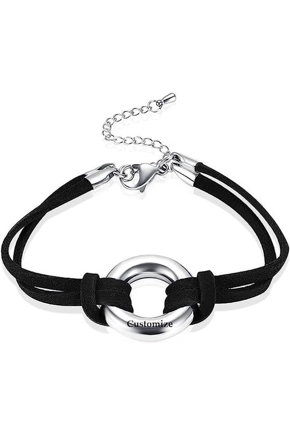Personalized Custom Name Circle of Life Cremation Jewelry Urn Bracelet for Ashes Stainless Steel Tube Bar Urn Bracelets Of Loved One Memorial Keepsake Holder for Women Men
