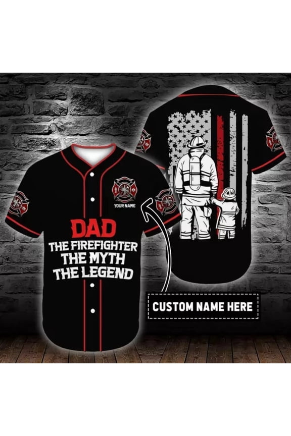 Personalized Custom Name Firefighter Dad Baseball Tee Jersey Shirt Shirt 3d - Hot Sale 202
