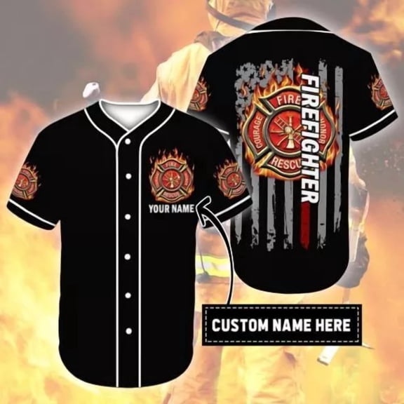 Personalized Custom Name Firefighter Logo 3D Baseball Jersey Shirt Us - Hot Sale 2026