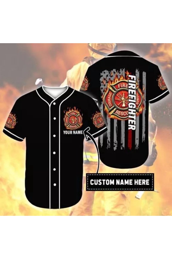 Personalized Custom Name Firefighter Logo 3D Baseball Jersey Shirt Us - Hot Sale 2026