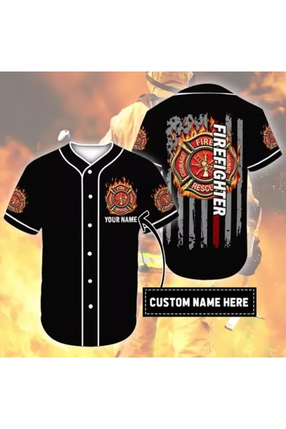 Personalized Custom Name Firefighter Logo Baseball Tee Jersey Shirt - Hot Sale 2026