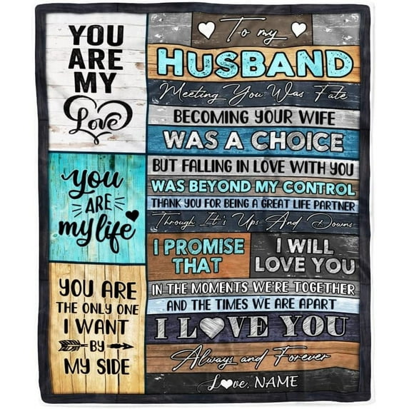 Personalized Custom Name to My Husband Blanket from Wife You are My Everything Husband Birthday Christmas Wedding Anniversary Bed Quilt Fleece Throw Blanket (30 x 40 in Baby Size)