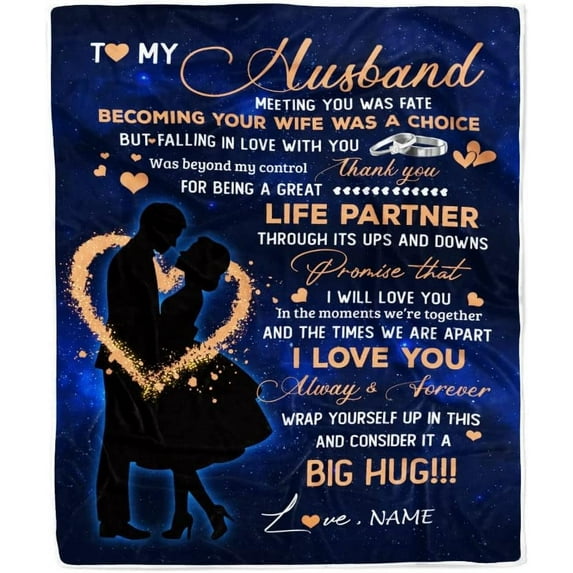 Personalized Custom Name to My Husband Blanket from Wife You are My Everything Husband Birthday Christmas Wedding Anniversary Bed Quilt Fleece Throw Blanket (50 x 40 in Baby Size)