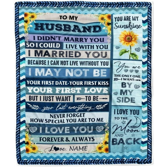 Personalized Custom Name to My Husband Blanket from Wife You are My Everything Husband Birthday Christmas Wedding Anniversary Bed Quilt Fleece Throw Blanket (50 x 40 in Baby Size)