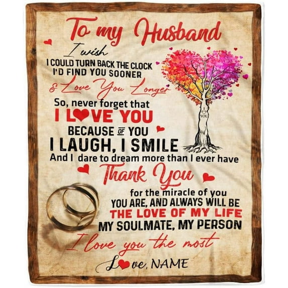 Personalized Custom Name to My Husband Blanket from Wife You are My Everything Husband Birthday Christmas Wedding Anniversary Bed Quilt Fleece Throw Blanket (50 x 40 in Baby Size)