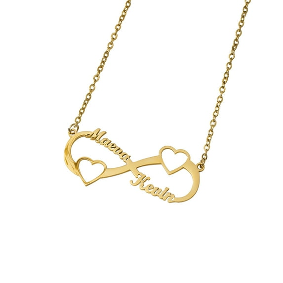 Personalized Custom Name Infinity Necklace with Cut-Out Heart for Women Jewelry Gift ,Gold ,Silver and Rose Gold