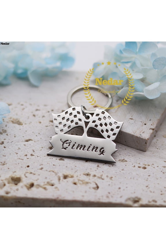 Personalized Custom Name Pendant Keychain Stainless Steel Customized Flag Keyring Jewelry Birthday Gift For Women Men