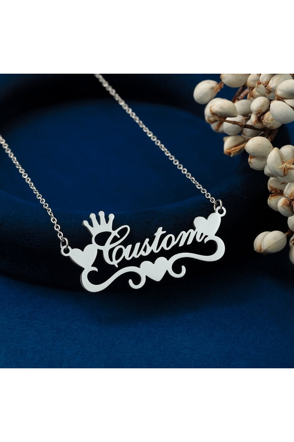 Personalized Custom Name Pendant Necklace Stainless Steel Chain Heart Alphabet Crown Collar Choker Birthday Jewelry Gift