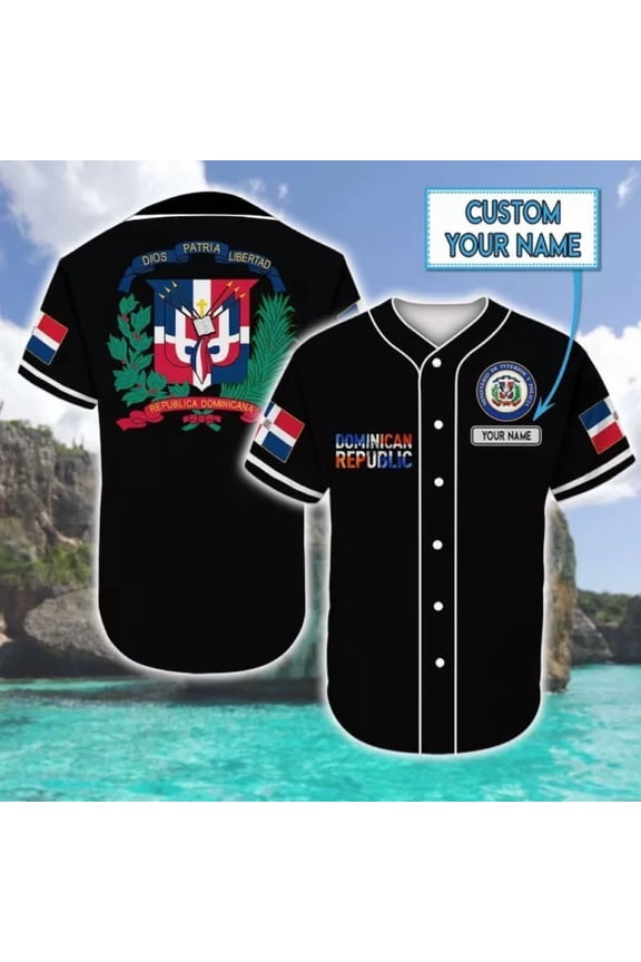 Personalized Custom Name Proud of Dominican Republic Baseball Tee Jersey Shirt - Hot Sale