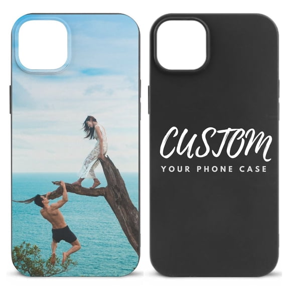 Personalized Custom Phone Case for iPhone 15 Plus, Design Your Own Unique Photo Phone Case (Black)