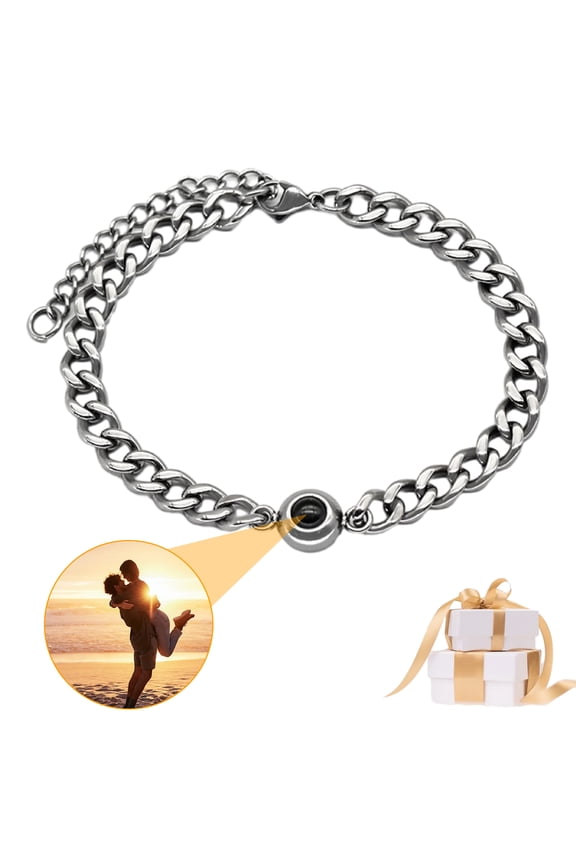 Personalized Custom Photo Bracelets, Picture Projection Bracelets, Steel Color Round Bracelet, 100 Languages I Love You Bracelets, Matching Couples Gifts to Your Boyfriend or Girlfriend