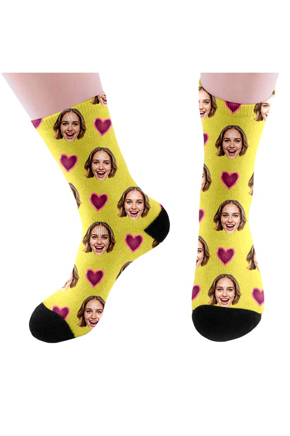 Personalized Custom Photo Long Socks, Face Print Novelty Knee High Stockings