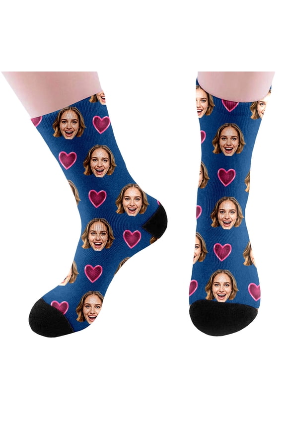 Personalized Custom Photo Long Socks, Face Print Novelty Knee High Stockings