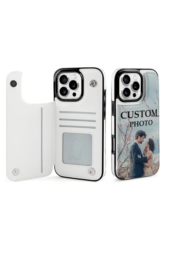 Personalized Custom Photo Phone Case for iPhone 16 Pro Max, Flip Wallet Phone Case with Card Slots, Perfect Gift for Family, Friends, and Couples