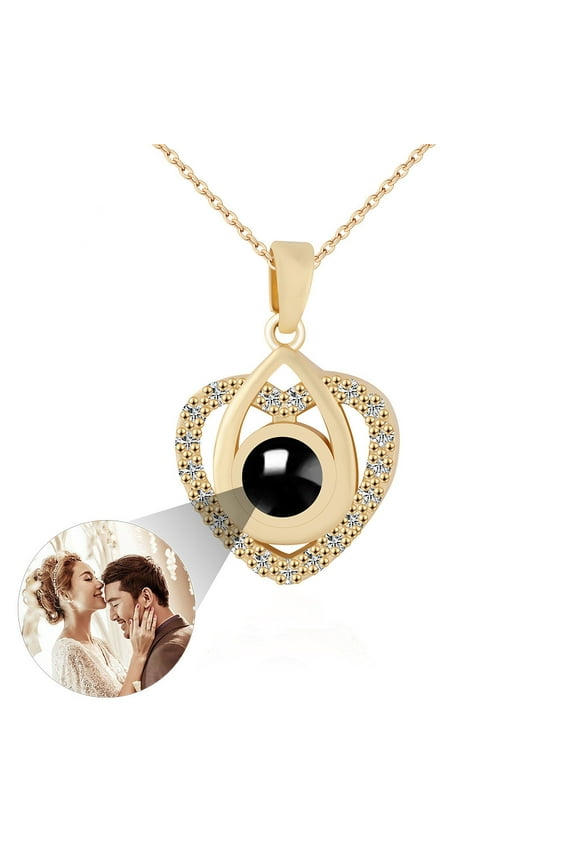 Personalized Custom Picture Necklace Projection Necklace with Photo Inside, Love Memorial Gifts for Girlfriend Wife Birthday Anniversary