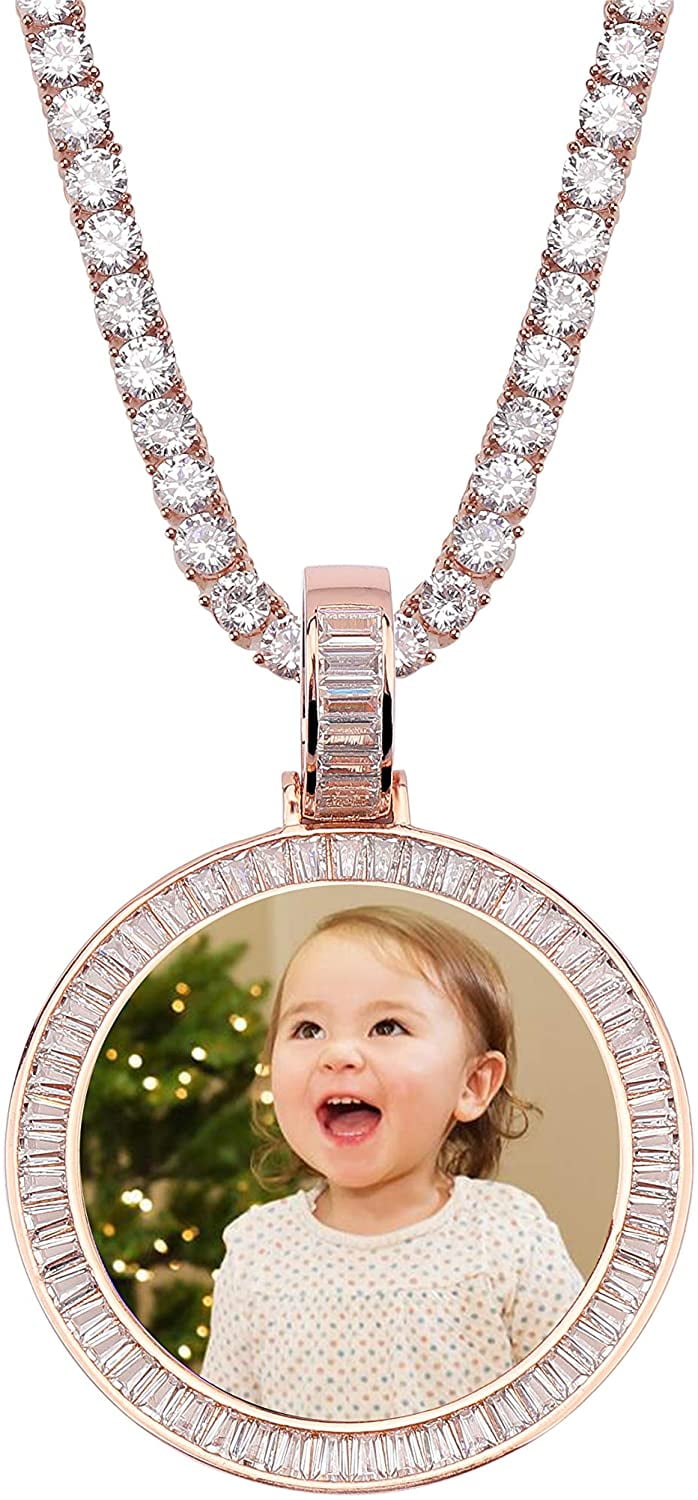 Personalized Custom Picture Photo Pendant Necklace Women Men Iced