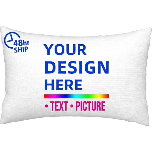 Personalized Custom Pillow Cover Customized Pillowcase Standard Throw Pillow Case with Picture Text Photo GiftsCustomized Image Text-20*12"