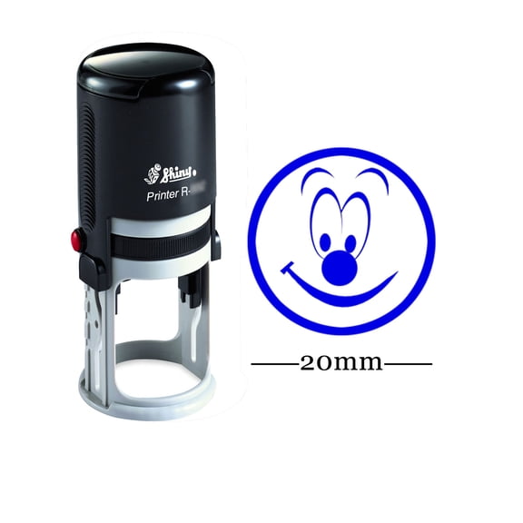 Personalized Custom Shiny 20mm Rubber Mini Stamp HAPPY SMILEY Round Self Inking Kids Teacher Stamp