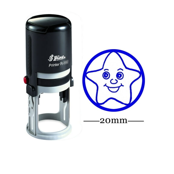 Personalized Custom Shiny Rubber Stamp STAR Design Round Self Inking 20mm Kids Teacher Stamp