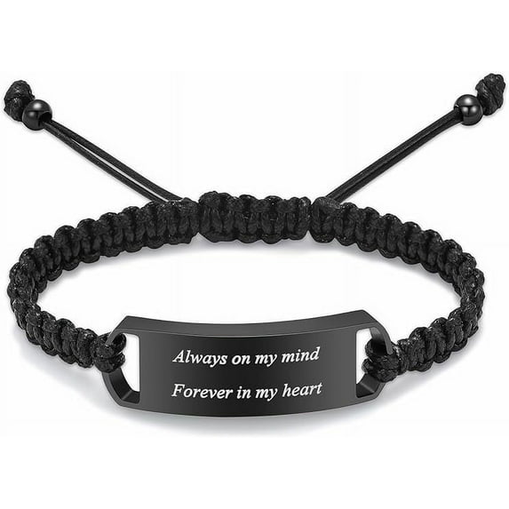 Personalized Custom Square Urn Cremation Bracelet for Ashes for Women / Men Adjustable Braided Wristband Bangle Keepsake Human Pet Memorial Gift