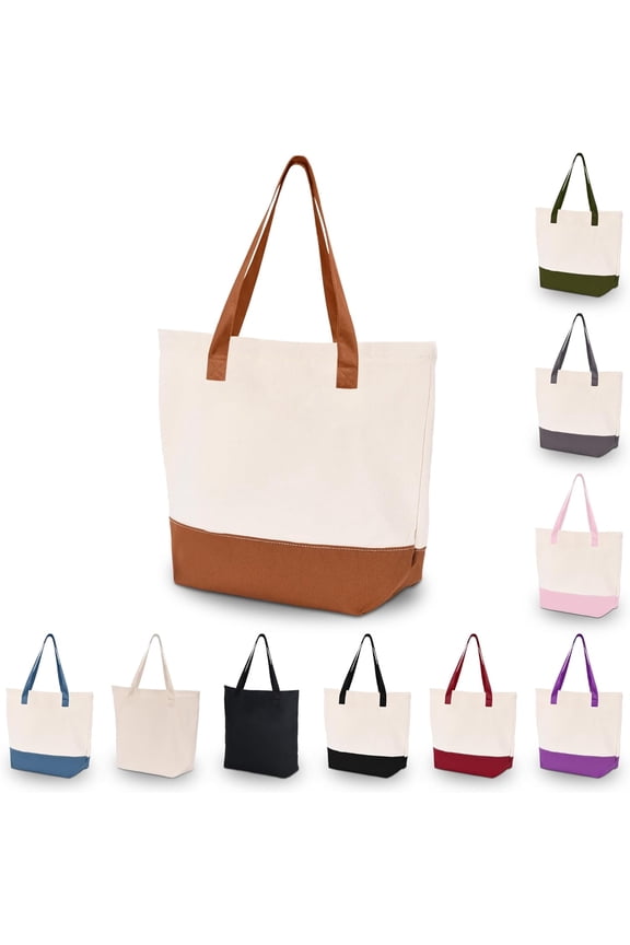 Personalized Custom Tote Bag for Women, Canvas Tote Bag - Zipper Closure, Extra Inner Pocket - Bag