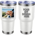 thumbnail image 1 of Personalized Custom Tumbler 30oz Stainless Steel Coffee Cup with Lid & Straw Double Wall Insulated Tumbler with Colorful Text Logo Photo, 1 of 5