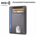 thumbnail image 1 of Personalized Customization Engraving Slim Minimalist Front Pocket RFID Blocking 100% Leather Wallets for Men and Women, Dark Gray, 1 of 8