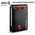 thumbnail image 1 of Personalized Customization Engraving Slim Wallet for Men Genuine Leather RFID Blocking Bifold Minimalist Front Pocket Mens Wallet with Money Clip Thin, Black, 1 of 7